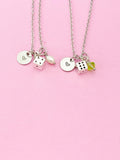 Silver Dice Necklace Gift, Dice Charm, Bunco Club Gift, Casino Gift, N1919