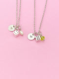 Silver Dice Necklace Gift, Dice Charm, Bunco Club Gift, Casino Gift, N1919