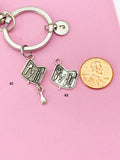 Silver Manicure Tool Set Charm Keychain, Salon School Student Gifts, N5282