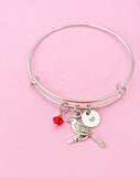 Cardinal Charm Bracelet, Personalized Birthstone Bangle, Initial Jewelry