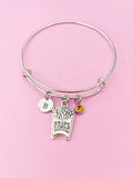 French Fry Charm Bracelet, Initial Birthstone, Foodie Gift, N1516