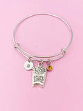 French Fry Charm Bracelet, Initial Birthstone, Foodie Gift, N1516