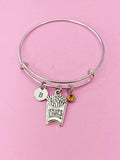 French Fry Charm Bracelet, Initial Birthstone, Foodie Gift, N1516