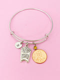 French Fry Charm Bracelet, Initial Birthstone, Foodie Gift, N1516