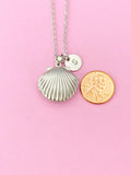 Silver Scallop Shell Locket Necklace, Mermaid Seashell, N5127