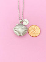 Silver Scallop Shell Locket Necklace, Mermaid Seashell, N5127