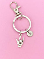 Silver Hand I Love You Sign Charm Keychain ASL Sign Keychain, DN2285