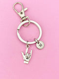 Silver Hand I Love You Sign Charm Keychain ASL Sign Keychain, DN2285