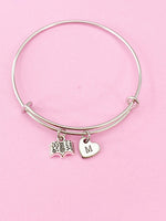 Silver Bookworm Book Charm Bracelet, N916A