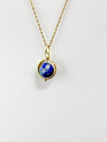 Gold or Silver Lapis Lazuli Necklace, Natural Gemstone Jewelry, Spinner Necklace, N5104