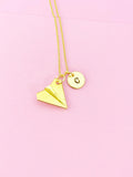 Gold Japanese Paper Plane Charm Necklace, Paper Airplane Charm, Teen Gift, N297J