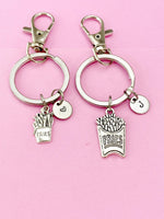 Silver French Fries Charm Keychain, Fast Food Part Time Gift, N2262D