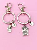 Silver French Fries Charm Keychain, Fast Food Part Time Gift, N2262D