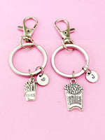 Silver French Fries Charm Keychain, Fast Food Part Time Gift, N2262D