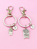 Silver French Fries Charm Keychain, Fast Food Part Time Gift, N2262D
