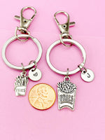 Silver French Fries Charm Keychain, Fast Food Part Time Gift, N2262D