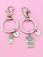 Silver French Fries Charm Keychain, Fast Food Part Time Gift, N2262D