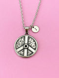 Silver Peace Sign Stainless Steel Pendant Necklace, N5771