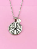 Silver Peace Sign Stainless Steel Pendant Necklace, N5771