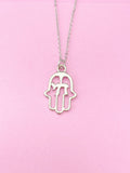 Silver Hamsa Chai Stainless Steel Necklace