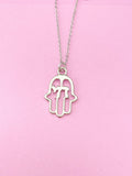 Silver Hamsa Chai Stainless Steel Necklace