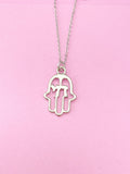 Silver Hamsa Chai Stainless Steel Necklace