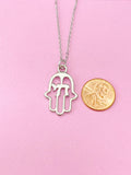 Silver Hamsa Chai Stainless Steel Necklace