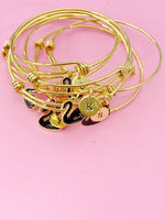 Gold Swan Charm Bracelet, Black Big Bird Swan Charm, N5039