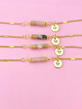 Plum Blossom Jade Bracelet, Natural Jade Gemstone Jewelry, Simple Gold Chain Bracelet or Bolo Bracelets, Personized Initial Bracelet, N5091