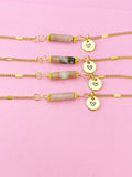 Plum Blossom Jade Bracelet, Natural Jade Gemstone Jewelry, Simple Gold Chain Bracelet or Bolo Bracelets, Personized Initial Bracelet, N5091