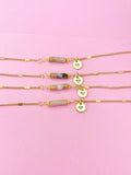 Plum Blossom Jade Bracelet, Natural Jade Gemstone Jewelry, Simple Gold Chain Bracelet or Bolo Bracelets, Personized Initial Bracelet, N5091