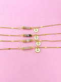 Plum Blossom Jade Bracelet, Natural Jade Gemstone Jewelry, Simple Gold Chain Bracelet or Bolo Bracelets, Personized Initial Bracelet, N5091