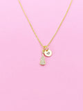 Gold Violin Charm Necklace, Cubic Zirconia, N3520