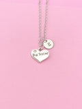 Silver Big Sister Heart Charm Necklace, Sister Gifts, N4482