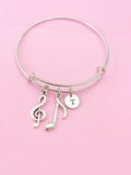 Silver Music Note Charm Bracelet, N2288