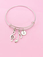 Silver Music Note Charm Bracelet, N2288