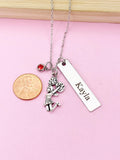 Personalized Cheerleader Necklace, Initial, Birthstone, Cheer Gifts
