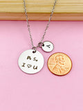 PS I Love You Necklace, Silver or Gold PS. I Heart U Charm, Boyfriends Girlfriend Valentine Gifts, Anniversary Gifts, Love Jewelry, N1102