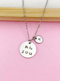 PS I Love You Necklace, Hand Stamped Initial, Stainless Steel Charm