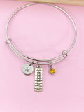 Silver Chocolate Bar Charm Bracelet, Initial, Birthstone, Foodie Gift