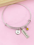 Silver Chocolate Bar Charm Bracelet, Initial, Birthstone, Foodie Gift