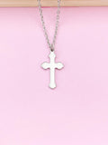 Stainless Steel Cross Charm Necklace, Silver Cross Charm, Mom Gift, Girl Gift, N2572