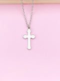 Stainless Steel Cross Charm Necklace, Silver Cross Charm, Mom Gift, Girl Gift, N2572