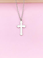 Stainless Steel Cross Charm Necklace, Silver Cross Charm, Mom Gift, Girl Gift, N2572