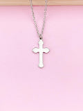 Stainless Steel Cross Charm Necklace, Silver Cross Charm, Mom Gift, Girl Gift, N2572