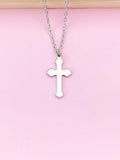 Stainless Steel Cross Charm Necklace, Silver Cross Charm, Mom Gift, Girl Gift, N2572