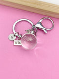 Real Dandelion Seed Keychain, Wish Charm, Initial Gift