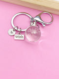 Real Dandelion Seed Keychain, Wish Charm, Initial Gift