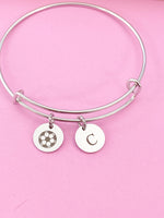 Silver Soccer Bracelet Keychain Necklace, D188