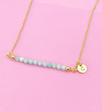 Gold Natural Amazonite Necklace, Natural Amazonite Gemstone Jewelry, N4010A